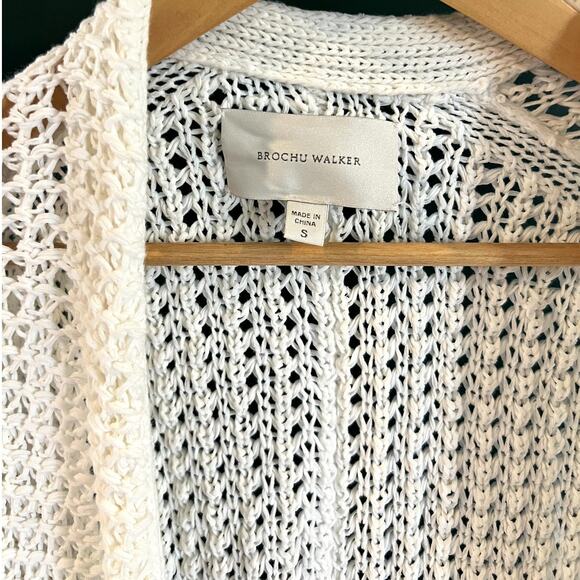 Brochu Walker | Women's Knit Open Front Cardigan Sweater Off White Size Small - Picture 2 of 6